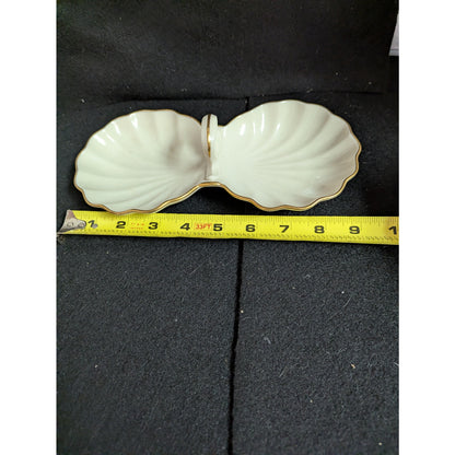 Vintage Lenox Ivory Porcelain Double Shell Divided Dish with Handle