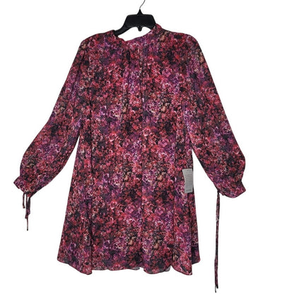 NEW $188 Mark & Jame Badgley Mischka 8 Pink Multi Floral Swing Dress Long Sleeve