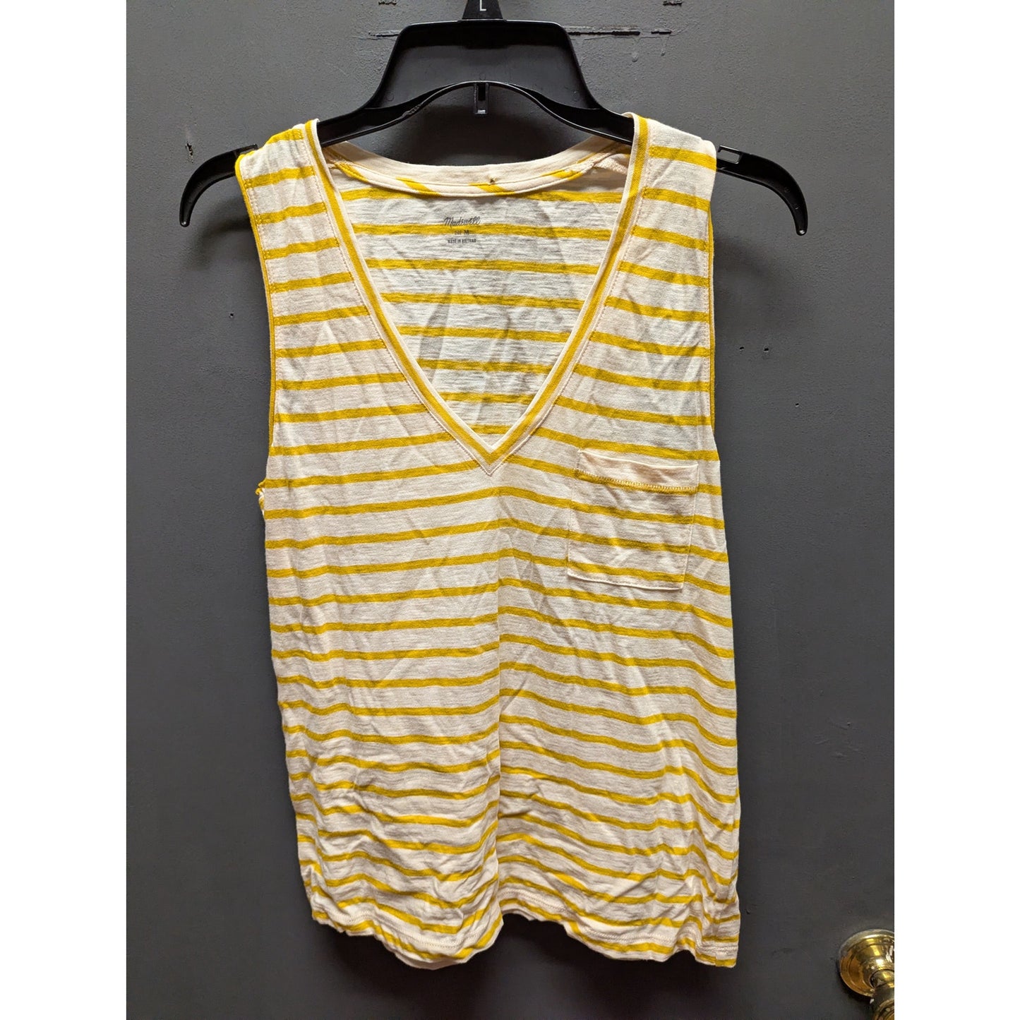 Madewell NWT Yellow White Striped Tank Top Medium Casual Festival Boho Sleeveles