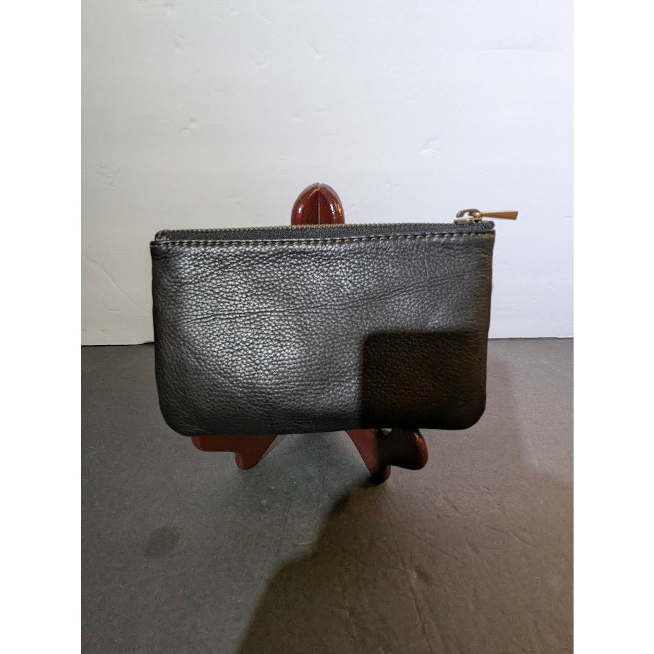 Fossil Black Pebbled Leather Multi-Zip Long Wallet Clutch Organizer Y2K vintage