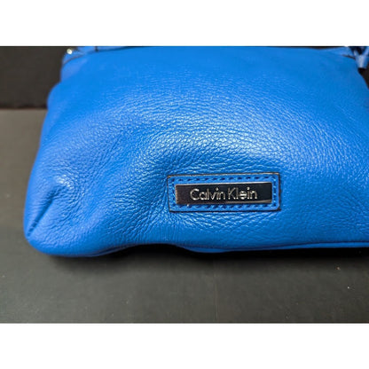 Calvin Klein Leather Crossbody Handbag Satchel Purse Blue Travel Cruise