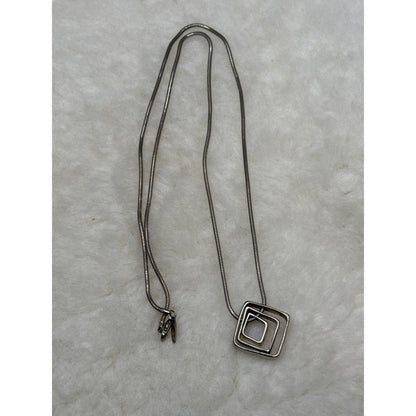 NY & Co Vintage Silver Geometric Triple Square Statement Necklace Minimalist