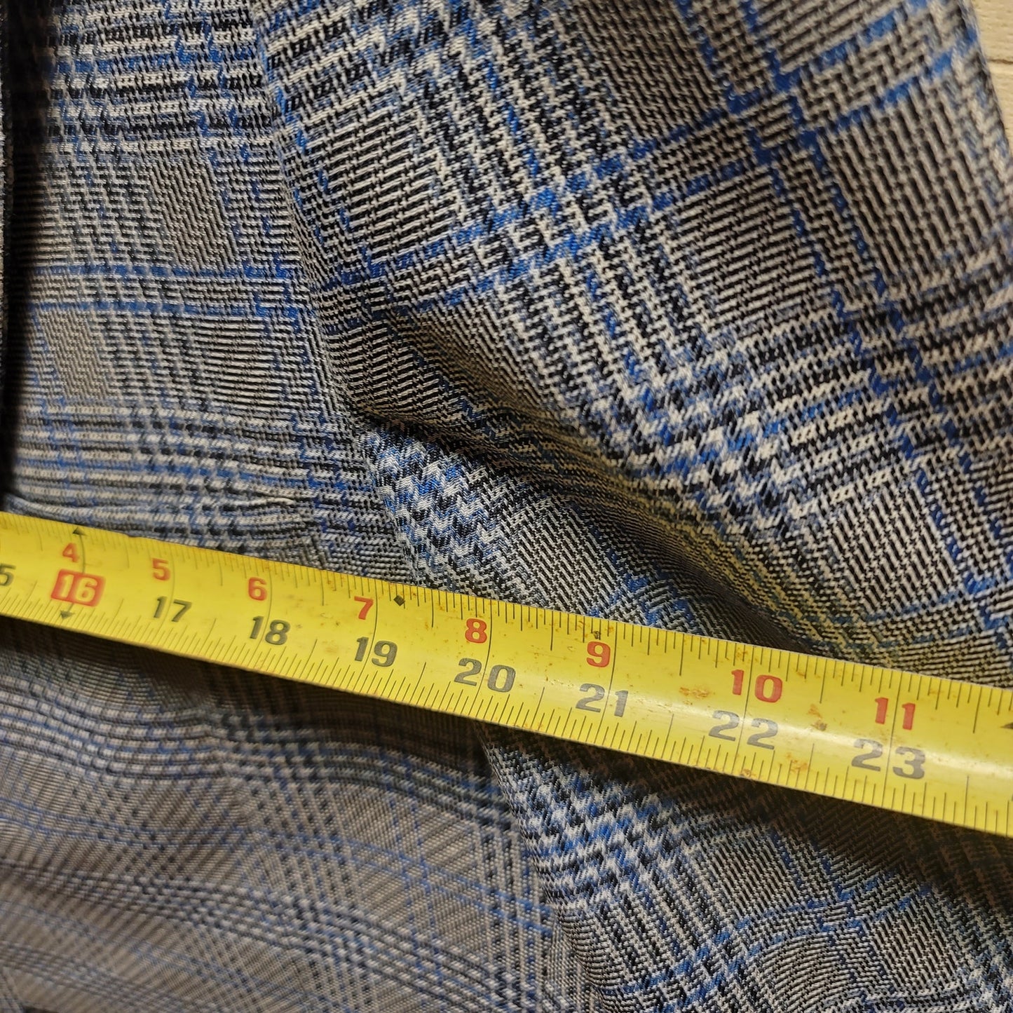 Phoenix 2pc polyester vintage suit Blazer Pants 1970s Plaid blue gray Rockabilly