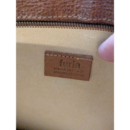 Vintage Furla Tan Leather Minimalist Crossbody Shoulder Bag