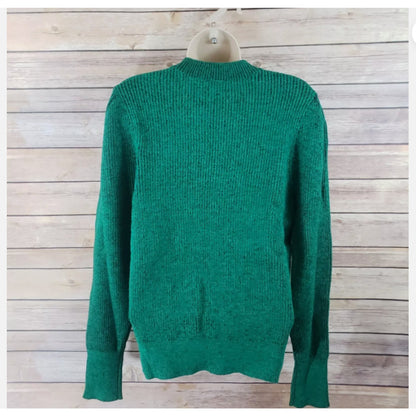 FREE PRESS NWT XL Sweater Green Mock Neck Puff Sleeve Pull Over extra-large