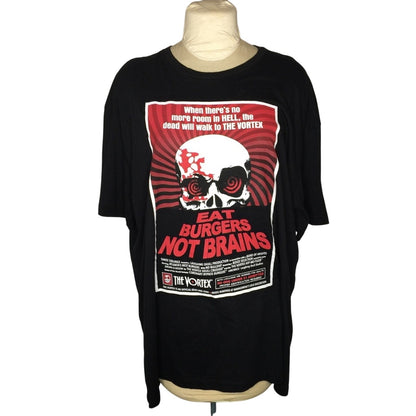 Next Level XXL The Vortex T-Shirt Black Skull Short sleeve Eat Burgers Not Brain
