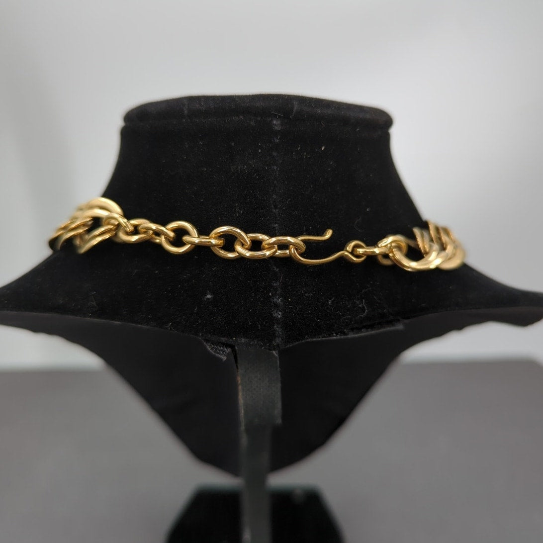 Vintage 1980s Statement Chunky Double Link Gold-Tone Chain Necklace