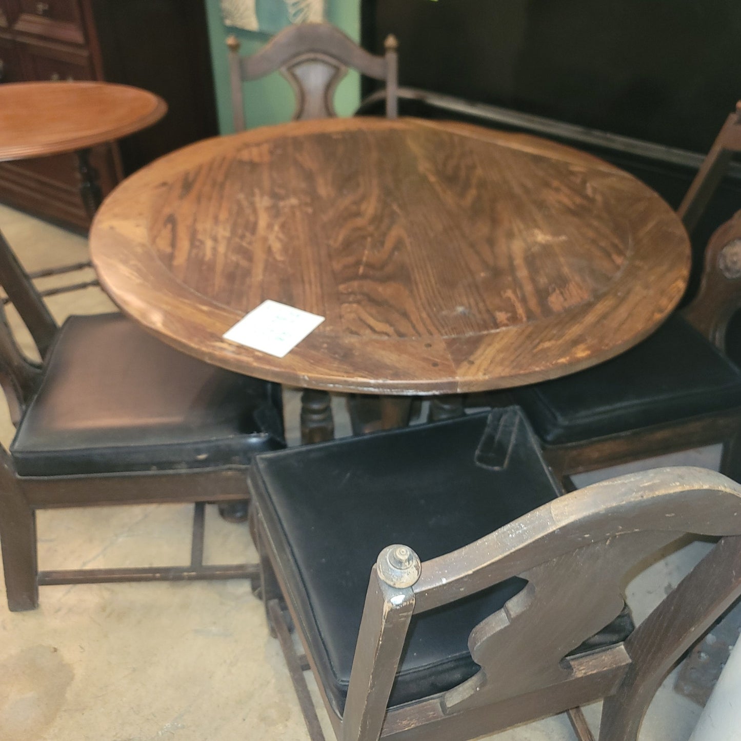 SECONDHAND SANDIES: Set of 4 chairs and a 48" round table Set AS IS