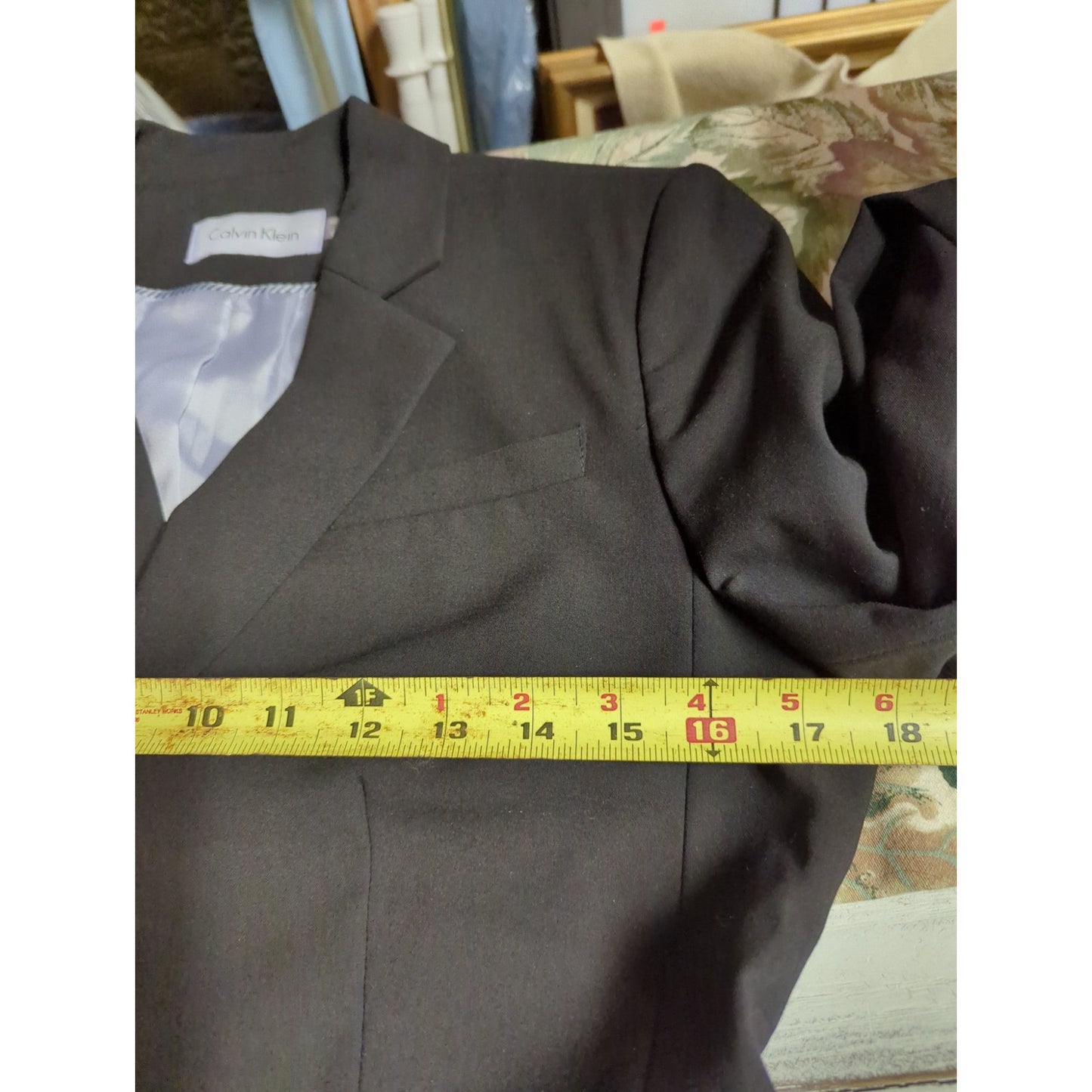 Calvin Klein Black Bolero Style Cropped Blazer Jacket Size Small Career Classic