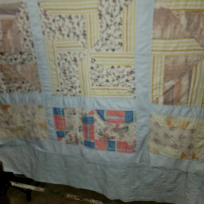 Vintage Handmade Quilt Queen 73" X 96" Bedspread Blanket Farmhouse Cabin