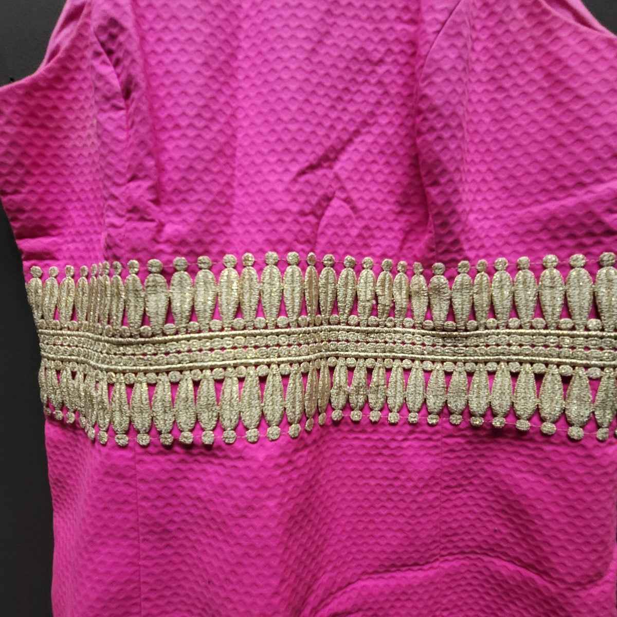 Lilly Pulitzer Pink Janice Shift Dress Gold Lace Waist Size 2 Preppy