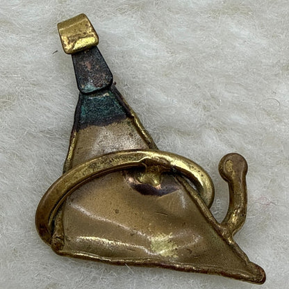 Vintage brutalist Pendant Brass Handmade 2" MCM Sculptural Abstract Jewelry