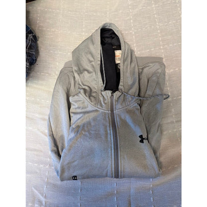 Under Armour Fleece Full-Zip Hooded Jacket Long Sleeves Ribbed Cuffs Gray Small