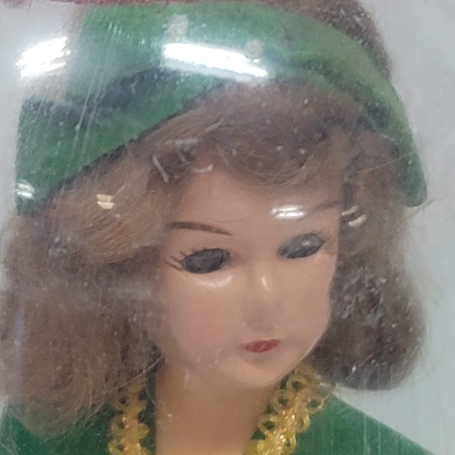 Vintage Emerald May Birthstone Doll 7” Rubber Band Attachment Inside w/ Dome