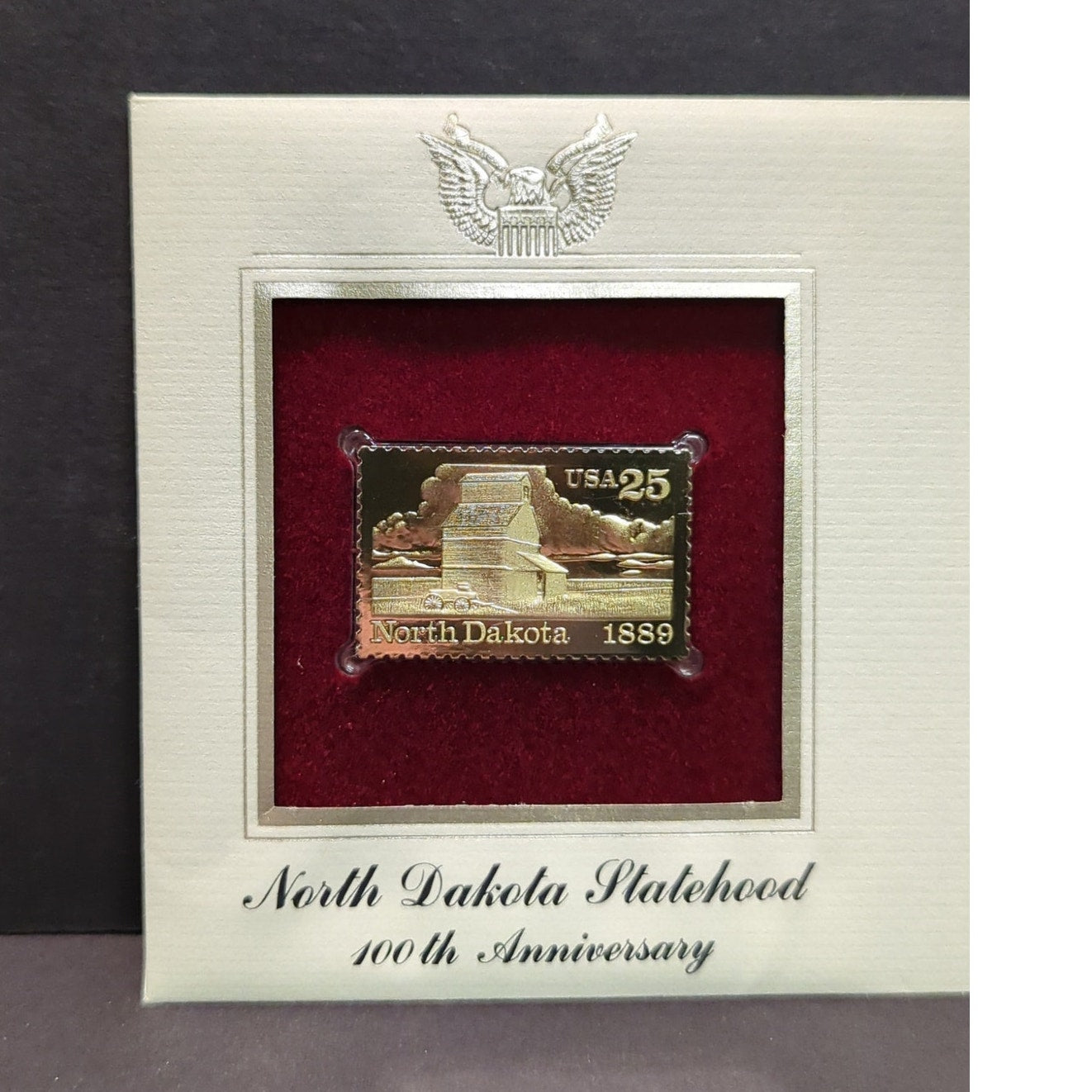 Golden Replicas of United States Stamps Collectible 22kt Gold 1988 nORTH DAKOTA
