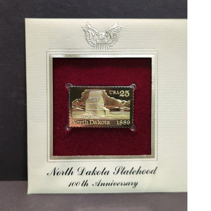 Golden Replicas of United States Stamps Collectible 22kt Gold 1988 nORTH DAKOTA