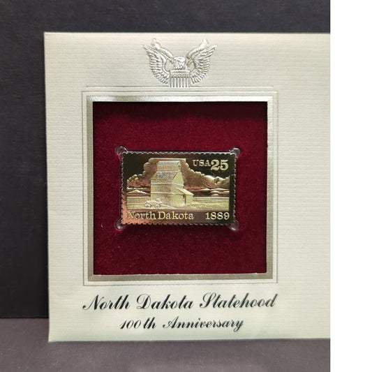 Golden Replicas of United States Stamps Collectible 22kt Gold 1988 nORTH DAKOTA