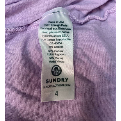 Sundry Women's T-Shirt Top Size 3 / Large Lilac Star Print NEW Scoop Neck NEW
