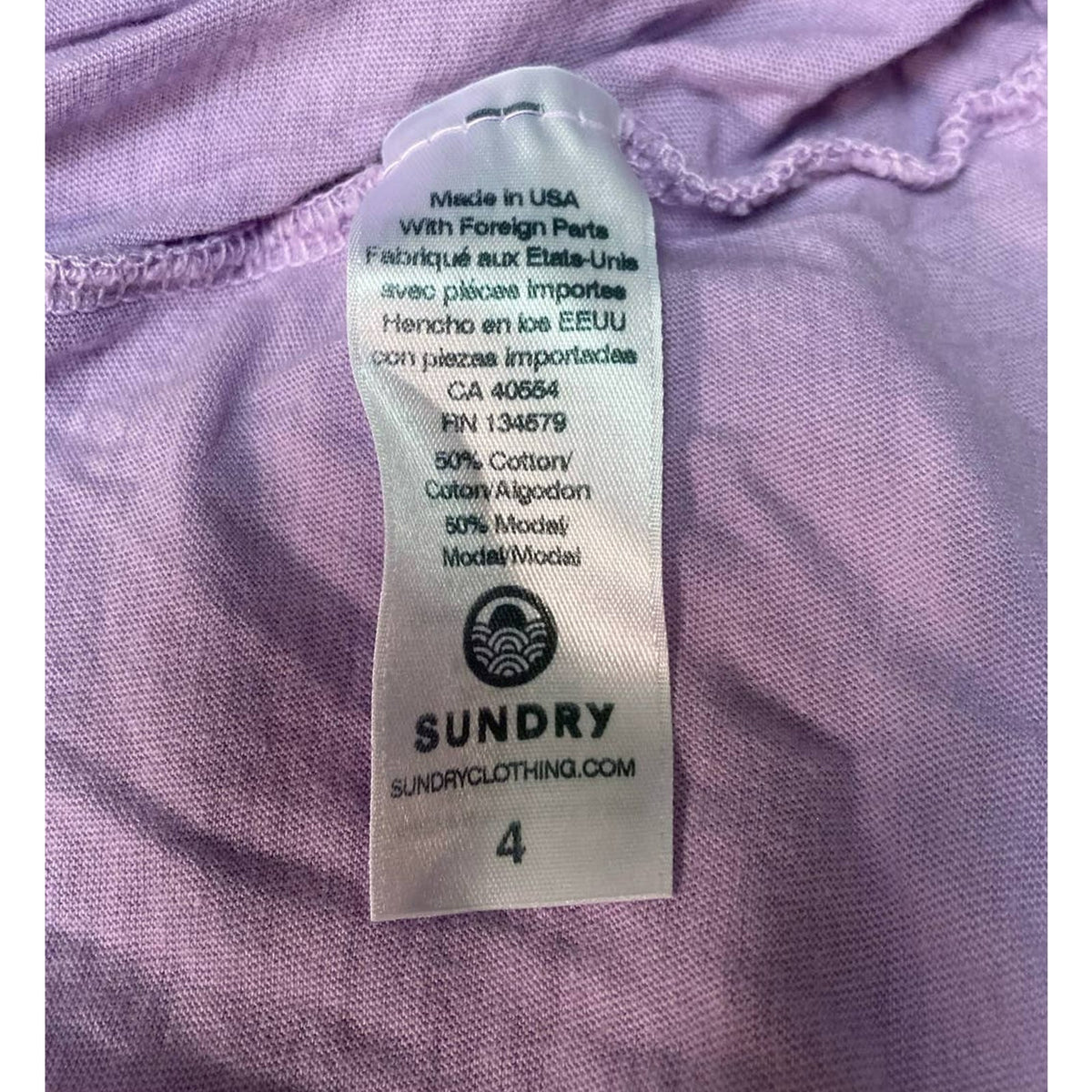 Sundry Women's T-Shirt Top Size 3 / Large Lilac Star Print NEW Scoop Neck NEW
