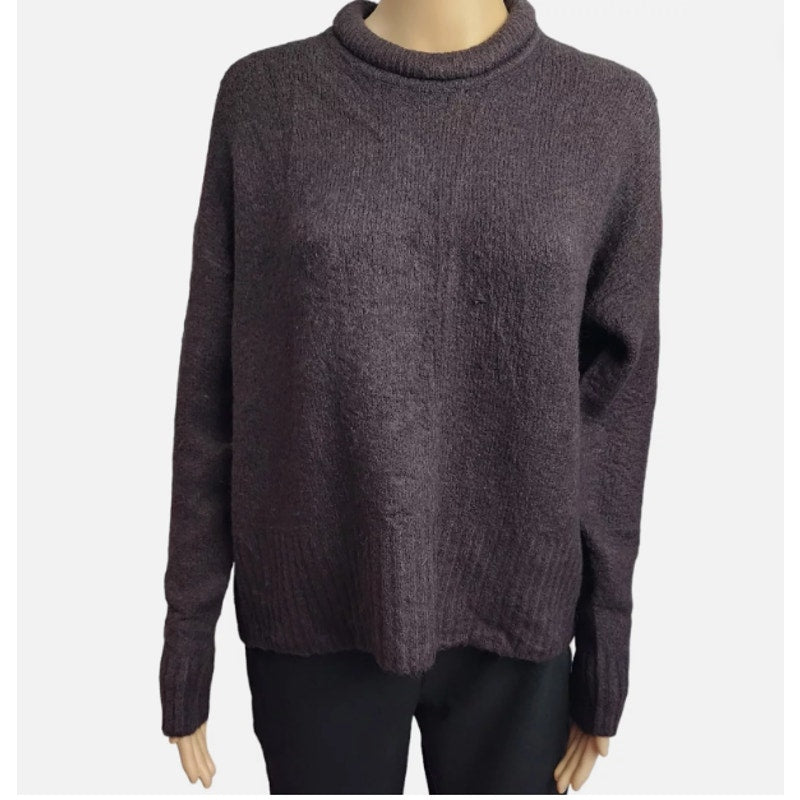 Madewell Fulton Pullover Rolled Neck Heather Raisin Alpaca #MA754  Sweater Small