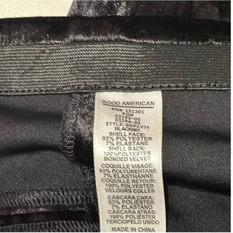 Good american black velvet pants STRAIGHT LEG SIDE ZIP GDPCV79 size 5 / XL