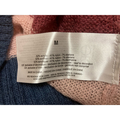 Ella Moss Denise Pullover Sweater Medium Maroon/Navy Stripe NEW Ribbon Trim