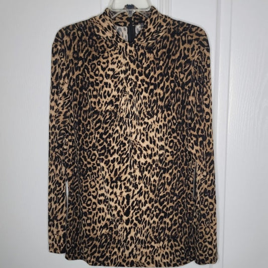 Vince Camuto Leopard Print Long Sleeve Blouse Top Size XXL NEW Stretchy