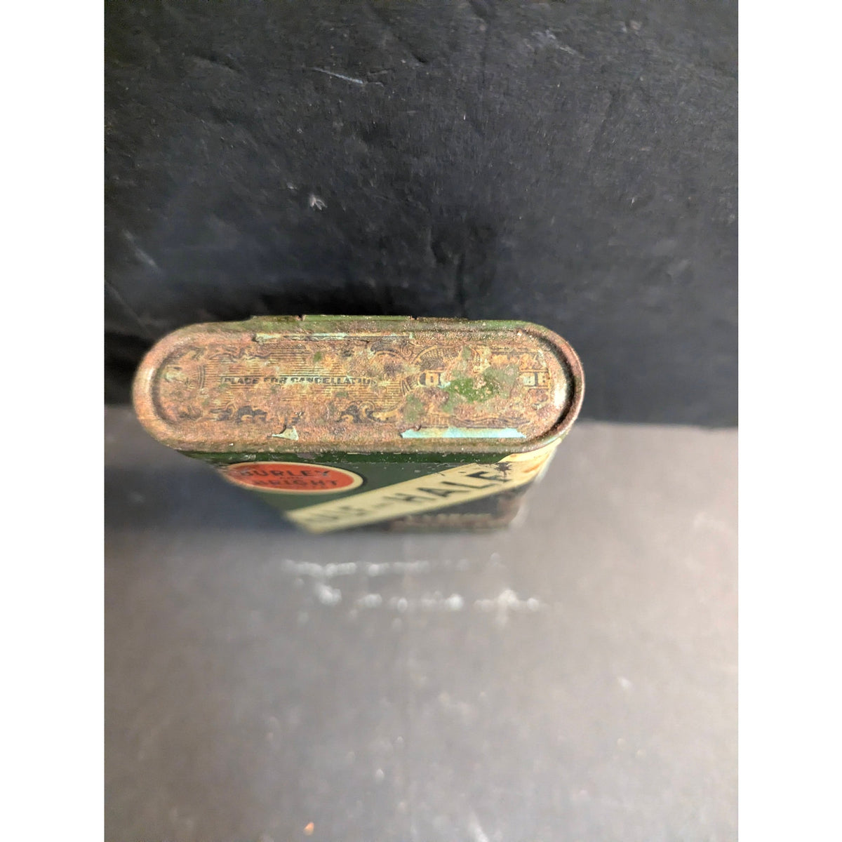 Vintage Half and Half Tobacco Pocket Tin Empty Flip Lid container Man Cave Prop
