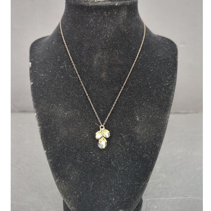 Vintage Iridescent Aurora Borealis Crystal Necklace and Clip On Earring Set