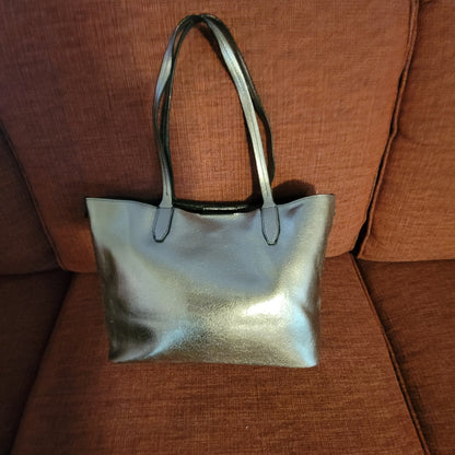 Metallic Bronze Gold Leather Tote Bag Shoulder Bag Handbag