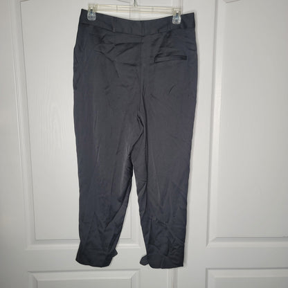 Topshop Black pants trousers Cropped Slick Tab Button Ankle Black Size 12 NEW