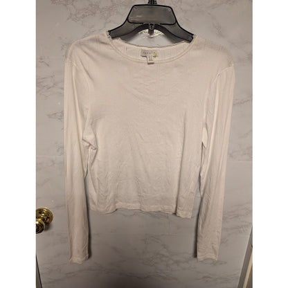 NEW Topshop Ivory White long sleeve textured blouse tee layering travel size 12