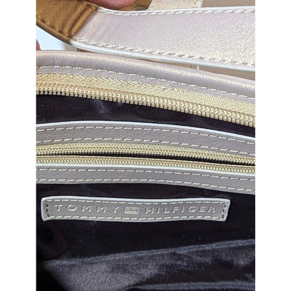 Tommy Hilfiger Metallic Gold Baguette Shoulder Bag Large Buckle Y2K Retro