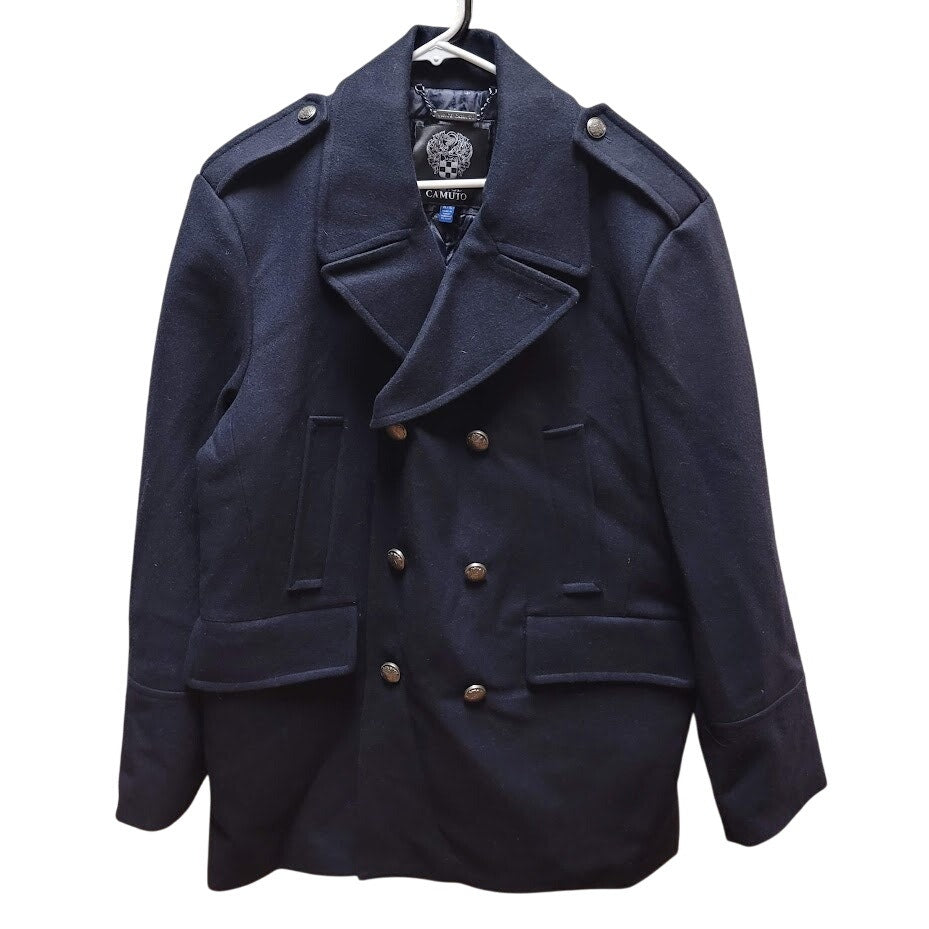 Vince Camuto XL NAVY blue nautical Peacoat lined double Breasted MENS