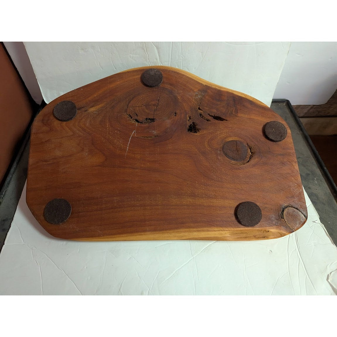 Handmade two tone wood Charcuterie Cheese Serving Board Vase Candle Hold 17"x12"