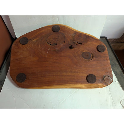 Handmade two tone wood Charcuterie Cheese Serving Board Vase Candle Hold 17"x12"