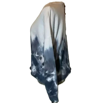 NWT For The Republic Pullover Raw Hem Sweatshirt Sz Medium in Faded Tie Dye