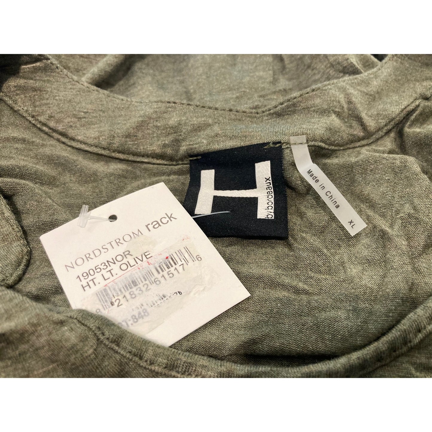 H by Bordeaux Drawstring Waist 3/4 Sleeve Top Sz XL/Extra Large in Sage NWT
