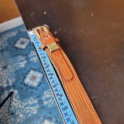 Vintage Dun Dee Brown embossed Snake Ranger Belt Overlay strap gold Size 44