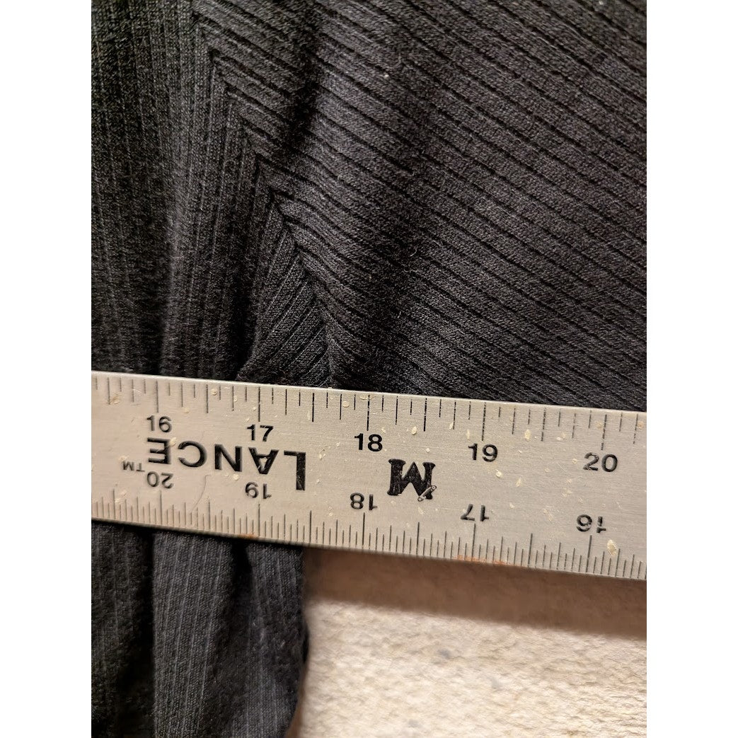 Astr the Label Black Ribbed Bodysuit Square Neck Full Coverage Long Sleeve 2X
