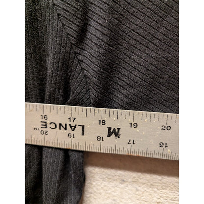 Astr the Label Black Ribbed Bodysuit Square Neck Full Coverage Long Sleeve 2X
