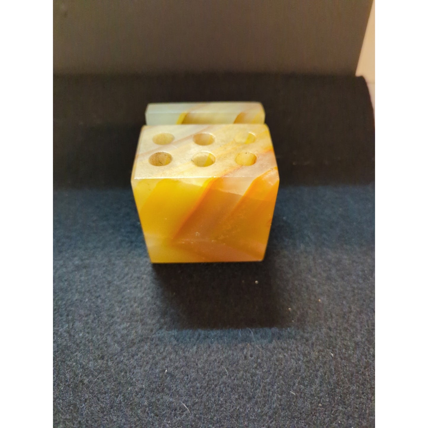 Vintage Carved Onyx Desk Organizer Pen Holder Letter Slot MCM  Office Kitsch