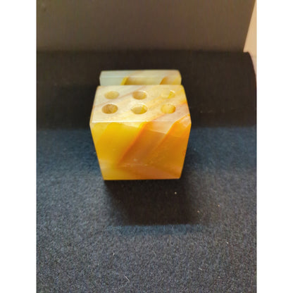 Vintage Carved Onyx Desk Organizer Pen Holder Letter Slot MCM  Office Kitsch