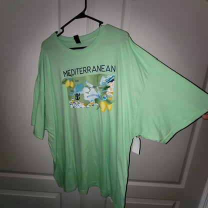 Royal Caribbean Mediterranean Map Lemon Graphic Tee Mint Green XXXL NWT