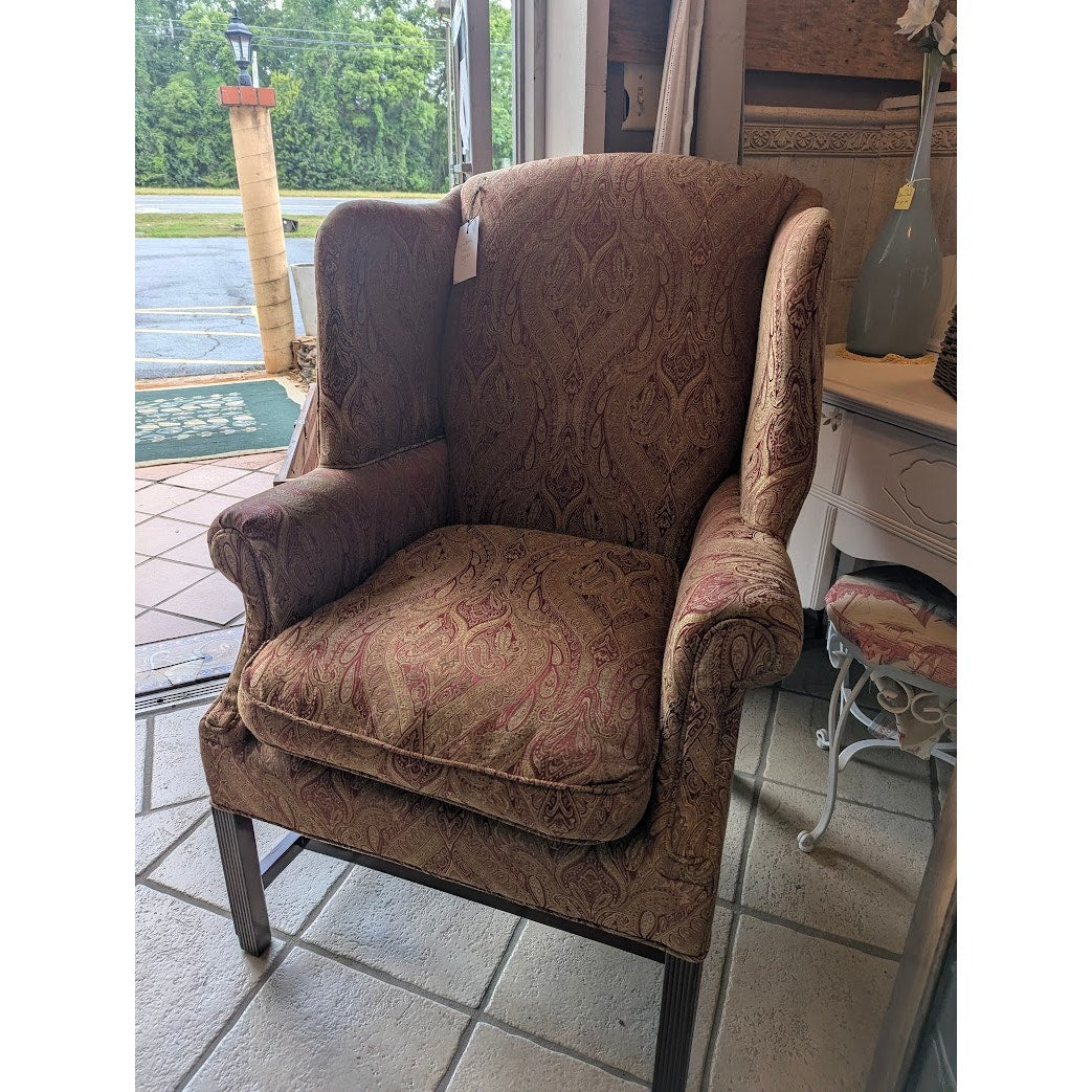 Secondhand Sandies: Burgundy Gold Wingback Side Chair Living Room