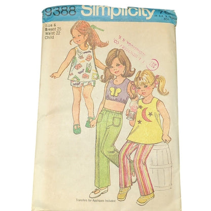 Simplicity 9388 Vintage Sewing Pattern Size 6 Breast 25 Waist 22 Children