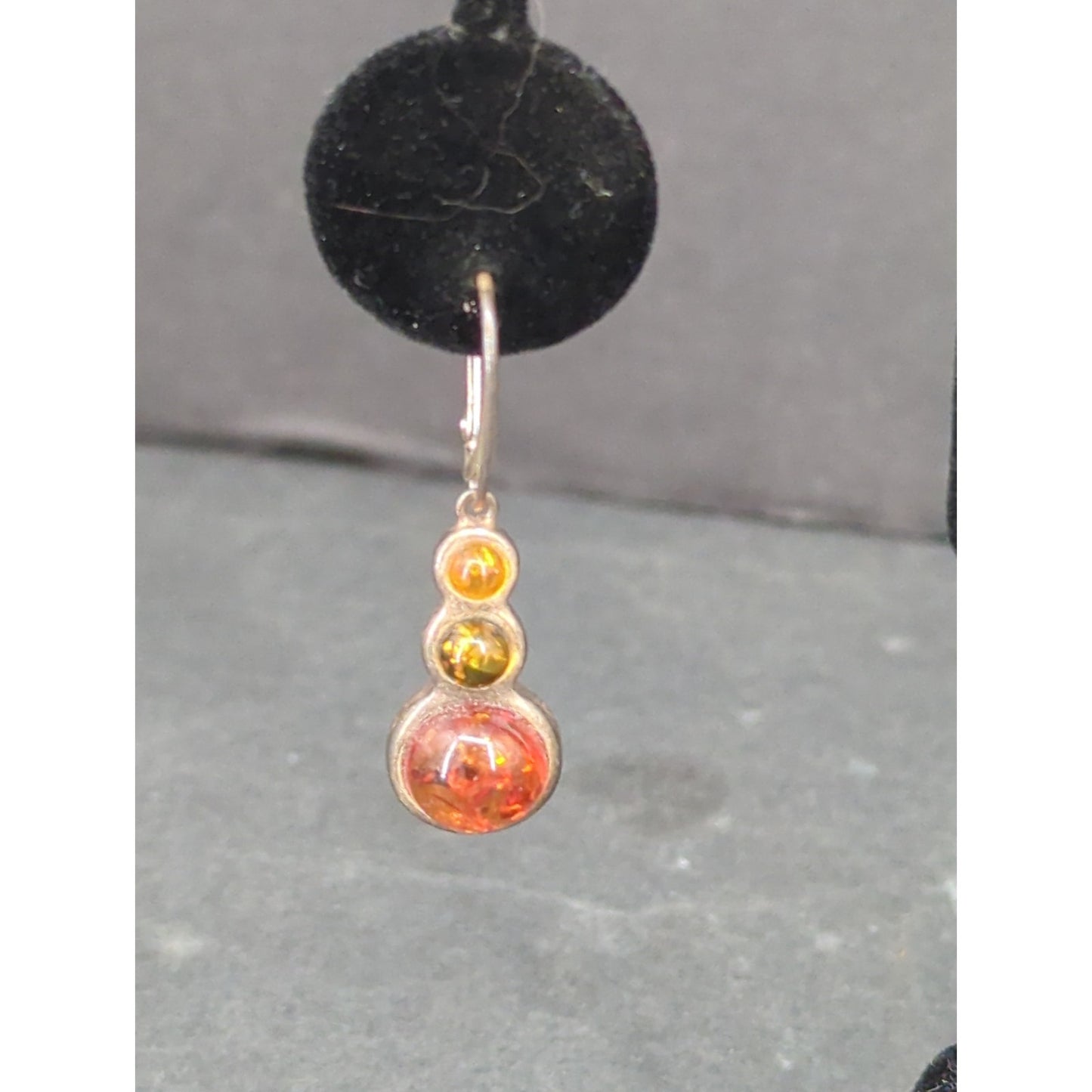Vintage Boho Genuine Amber Silver Dangle Earrings & Pendant Set 925