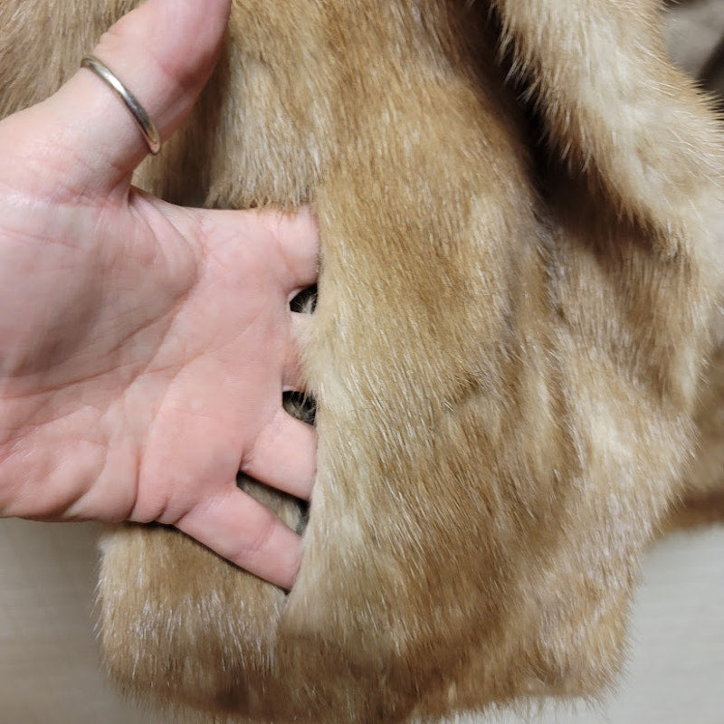 Wilibel VINTAGE mink Cape Capelet Fur Stole pockets collared One Size Wrap 1950
