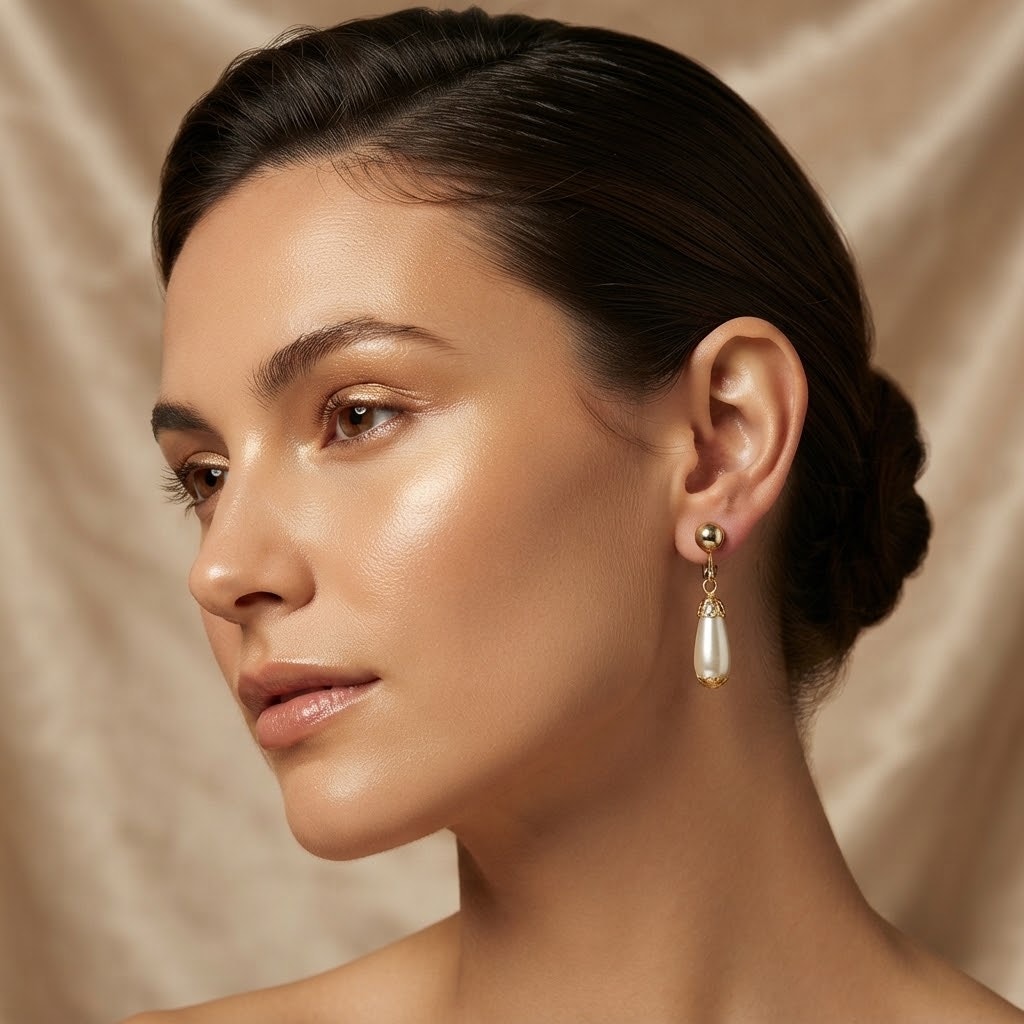 Sarah Sara Coventry goldtone drop faux pearl clip on earrings