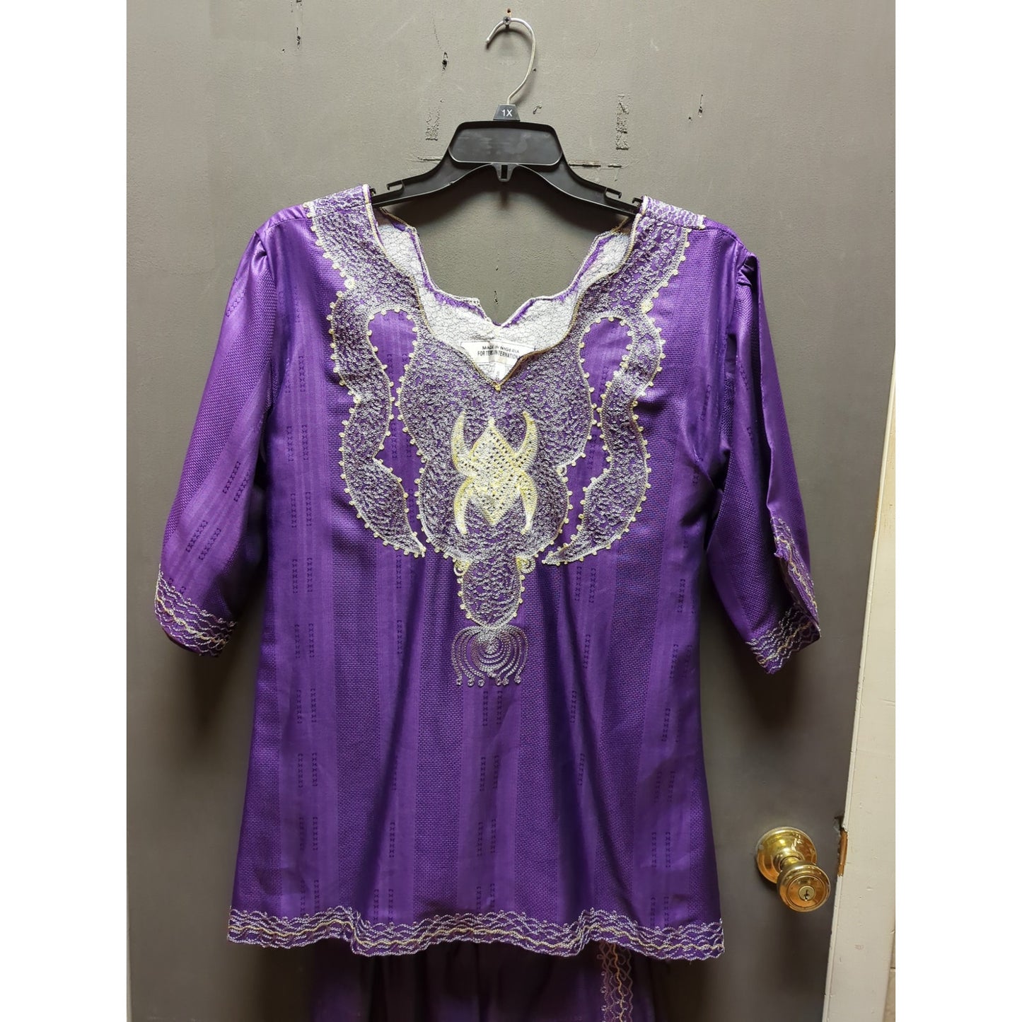 Vintage Purple Embroidered Two Piece Skirt Set Plus Size Extra Large